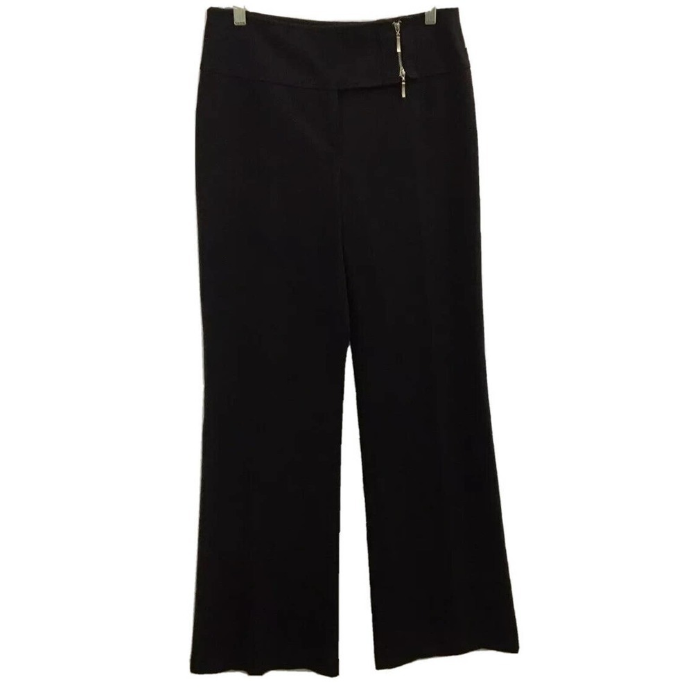 Womens Fashionista Black Wide Leg Dress Pants Trousers with Zipper Detail Size 6